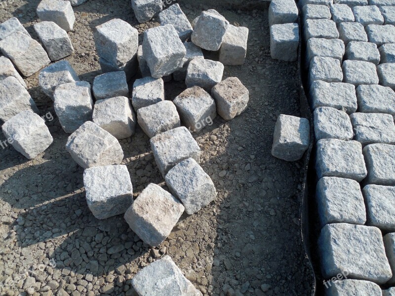 Paving Stones Road Construction Cobblestones Pavement Road