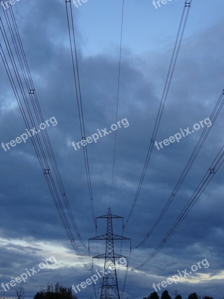 Pylon Cables Electricity Power Industrial