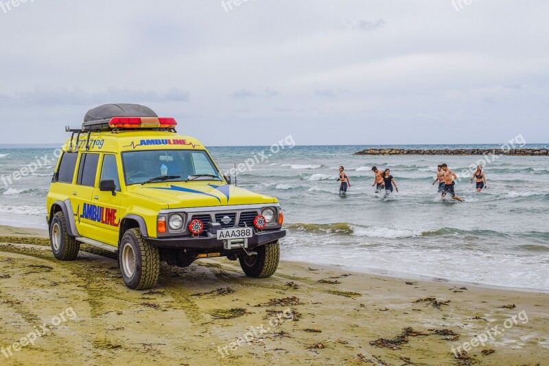 Ambulance Beach Emergency Rescue Car