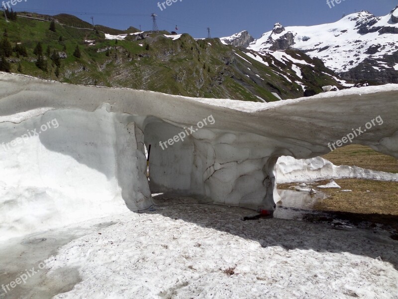 Mountains Alpine Ice Cave Switzerland Sun