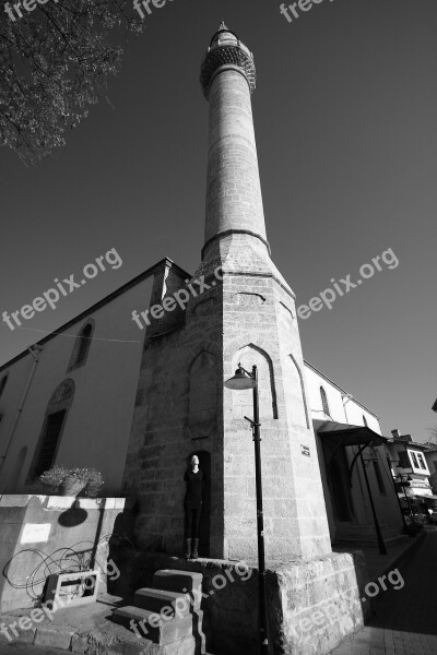 Cami Minaret Woman Perspective Architecture