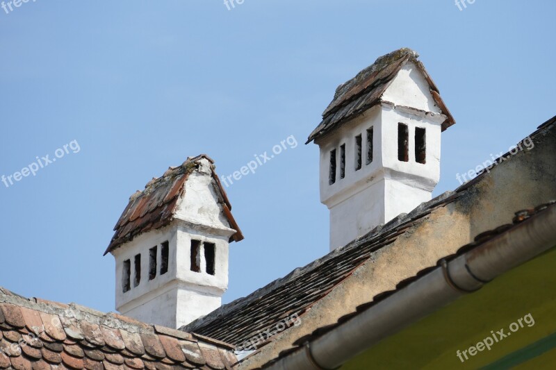 Romania Sighisoara Historic Center Chimney Roof