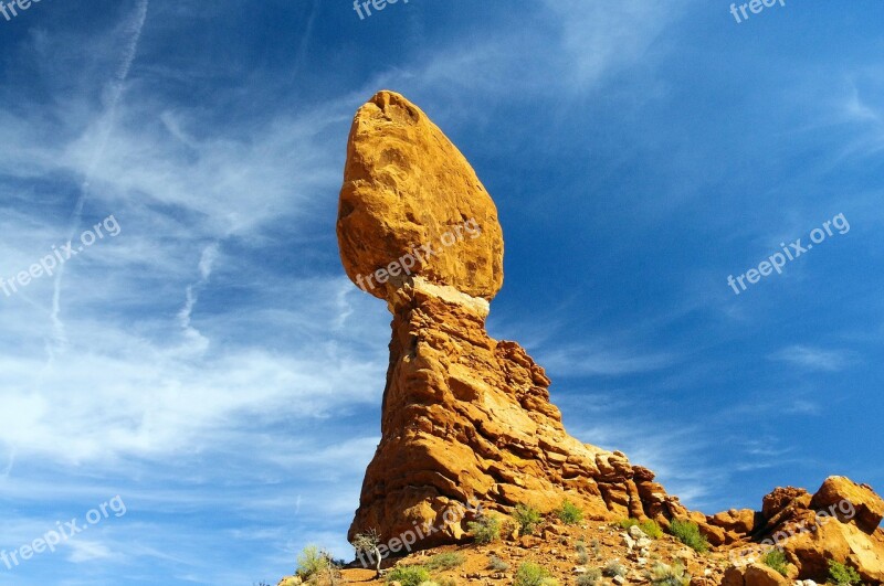 Balanced Rock Cirrus Clouds Balanced Rock Arches National Park