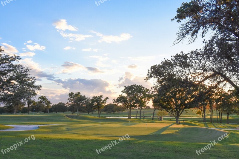 Golf Golf Course Sunset Golfer Golfing