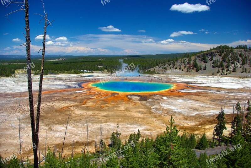 Grand Prismatic From Overlook Thermal Spring Grand Prismatic