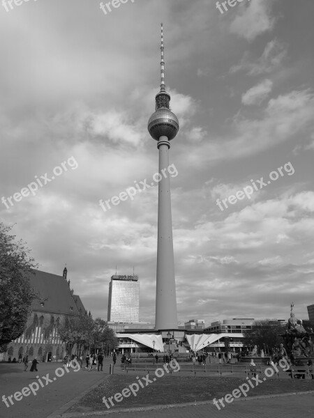 Berlin Alex Fehrnseh Tower Black And White Photography Free Photos