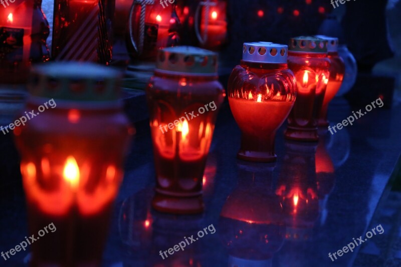 All Saints Red Candles Lantern Illumination Light