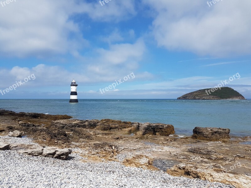 Anglesey Lighthouse Beach Summer Wales