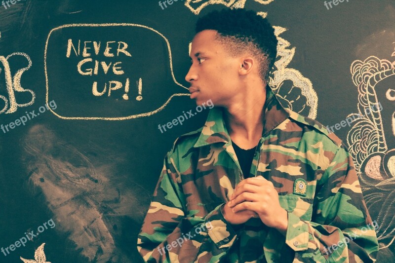 Soldier Never Give Up Chalk Board Doodles Army Courage