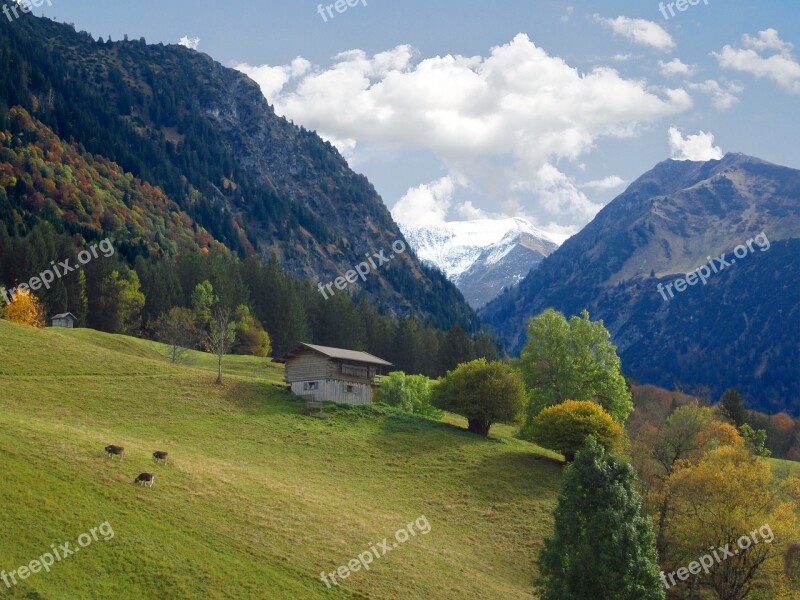 Alpine Mountains Hut Oberstdorf Mountain Landscape