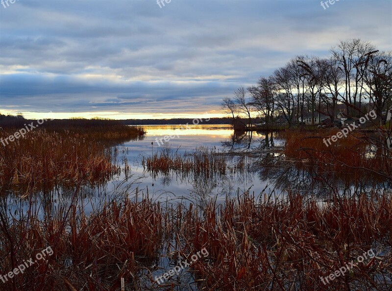 Sunrise Lake Water Nature Landscape