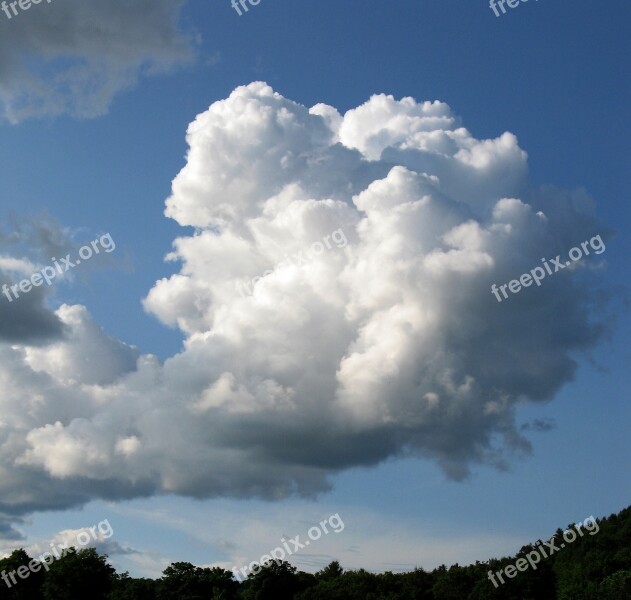 Cloud Puffy Sky Blue Weather