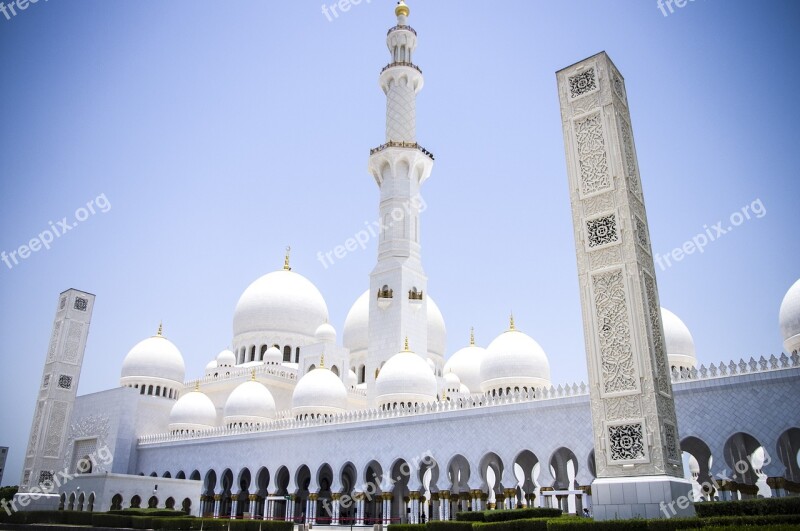 Abu Dhabi The Grand Mosque White Marble Free Photos