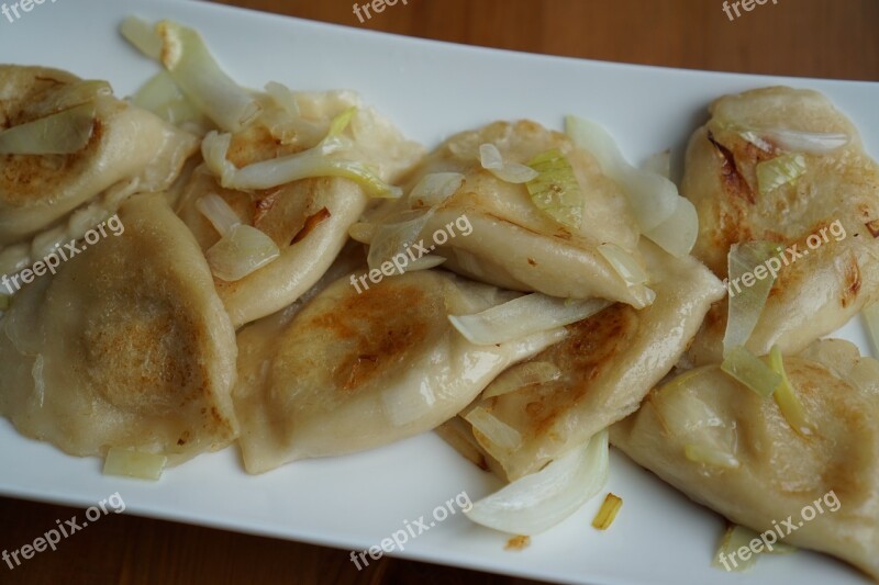 Dumplings Pierogi Ruskie Onion Kitchen Eating