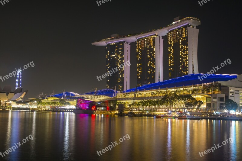 Night Bay Marina Marina Bay Sands Singapore