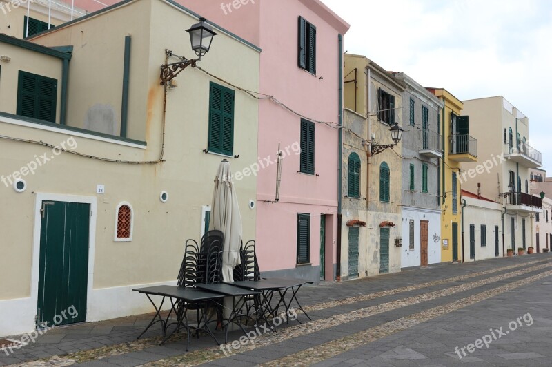 Italy Sardinia Alghero Seafront Houses