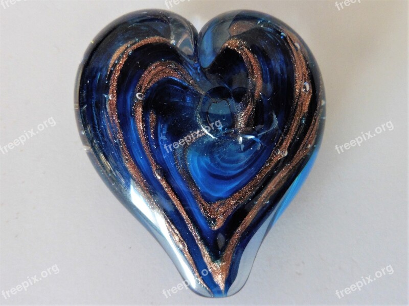 Blue Glass Heart Glass Heart Romantic Glass Sculpture