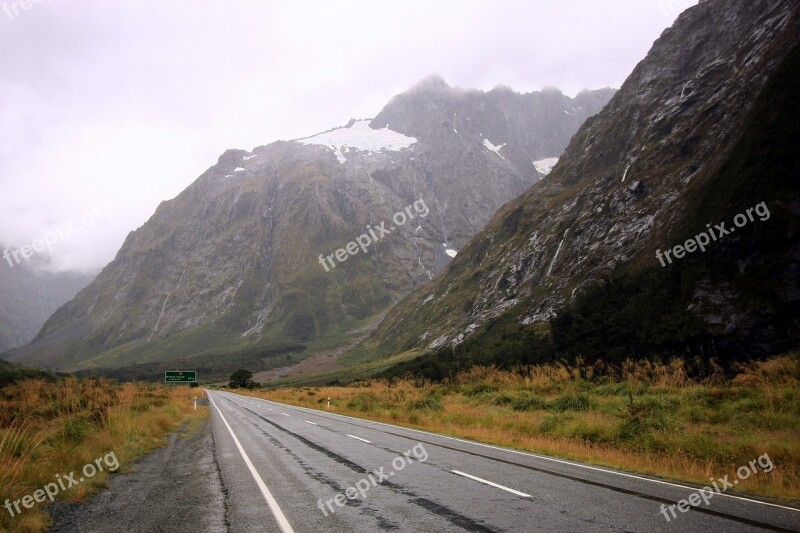 New Zealand Road Mountain Asphalt Scenic