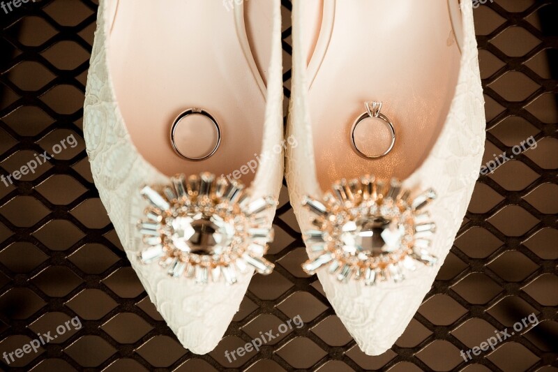 Wedding Shoes Wedding Rings White Shoes Love Free Photos