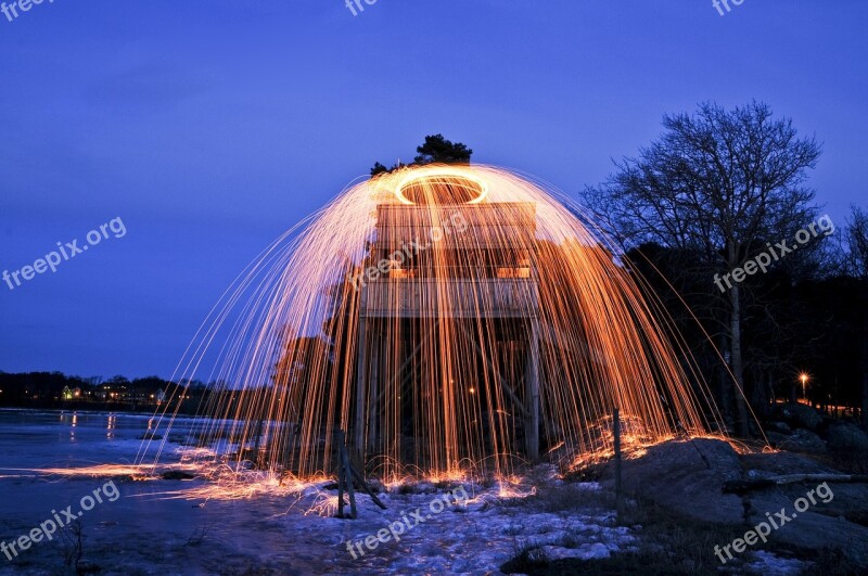 Fire Slow Shutter Speed Evening Free Photos