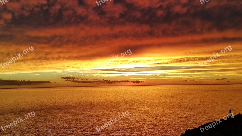 Sunset Port Montevideo Rambla Free Photos