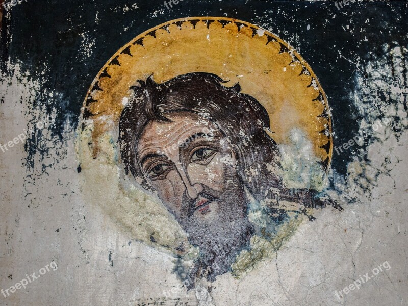 Iconography Saint Aged Weathered Damaged