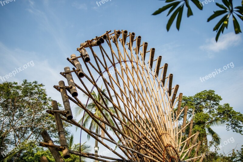 Bamboo Water Wheel Natural Stream Energy