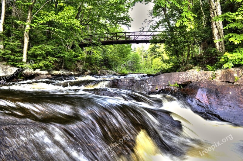 Nature Waterfalls Landscape River Stream