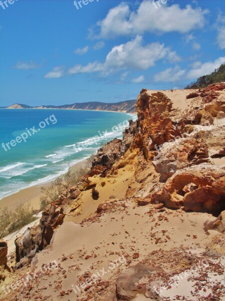 Rainbow Beach Beach Sand Coastline See