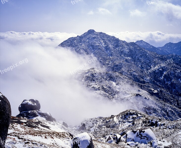 Mountain Snow Cloud Comparison Yakushima Island