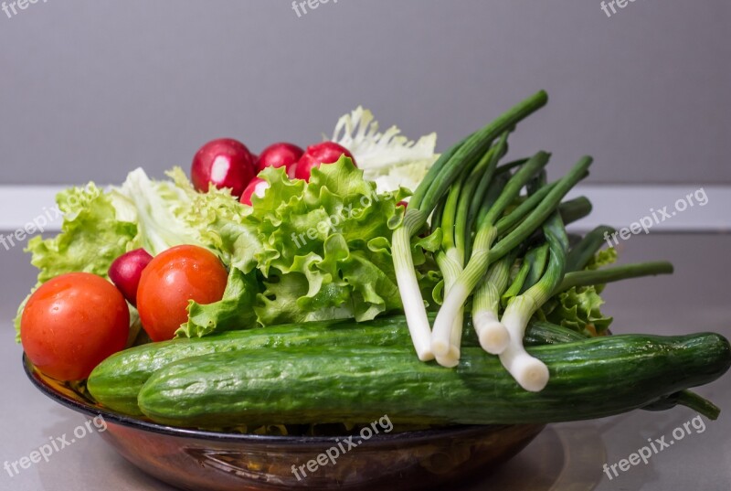 Vegetables Cucumber Onion Salad Food