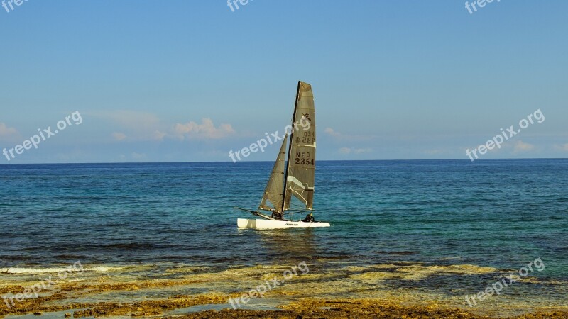 Catamaran Sailing Sea Sailboat Leisure