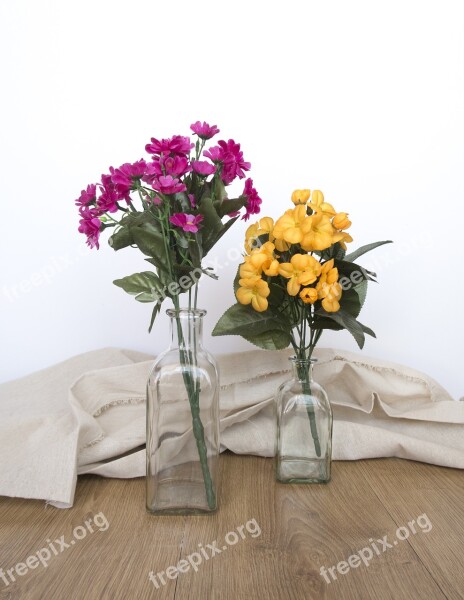 Flowers Table Wood Spring Tissue