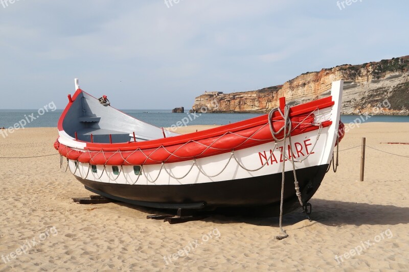 Nazareth Portugal Boat Beach City