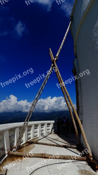 Head Bamboo Construct Stupa Nepal