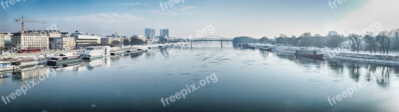 Bratislava Panorama Winter Riek Bridge