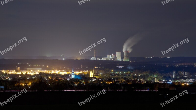 Power Plant Night Power Supply Power Station Industry