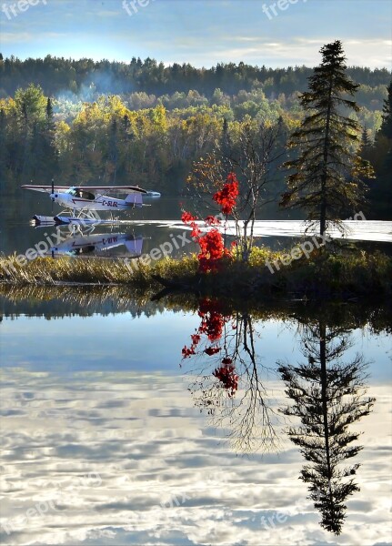 Seaplane Autumn Landscape Colors Nature Fall