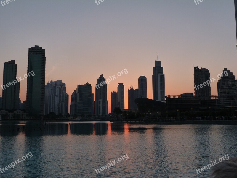 Skyline Night Time City Nightscene Dubai