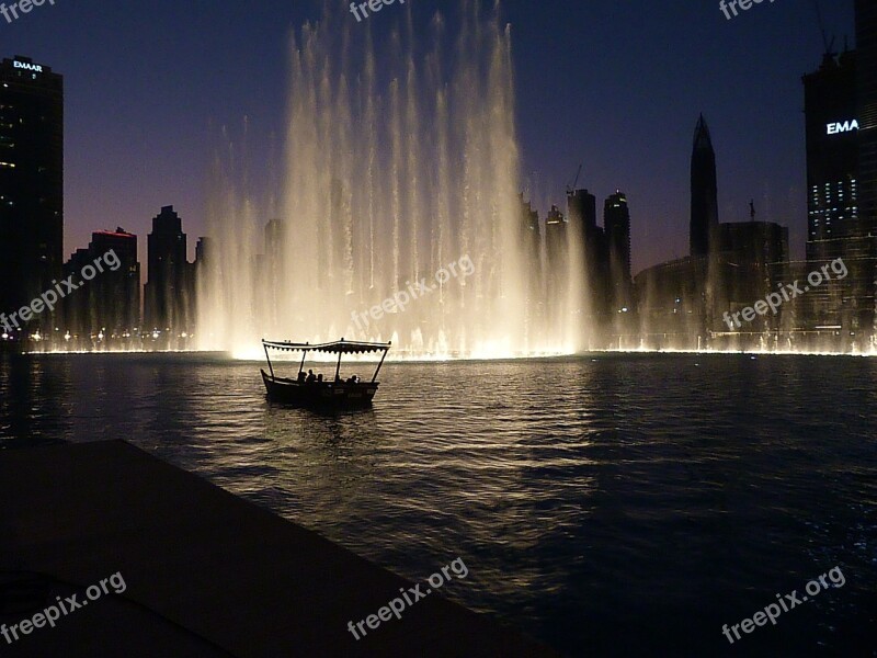 Fountains Boat Culture Dubai Skyline