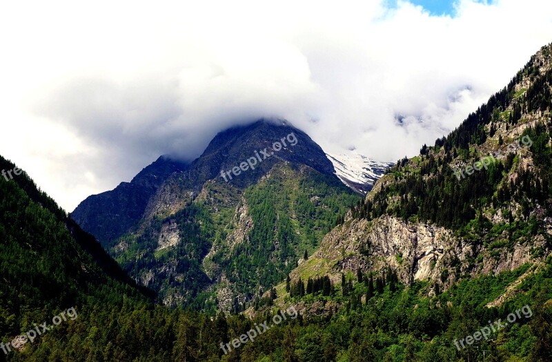 Mountains Clouds Piedmont Italy Landscape