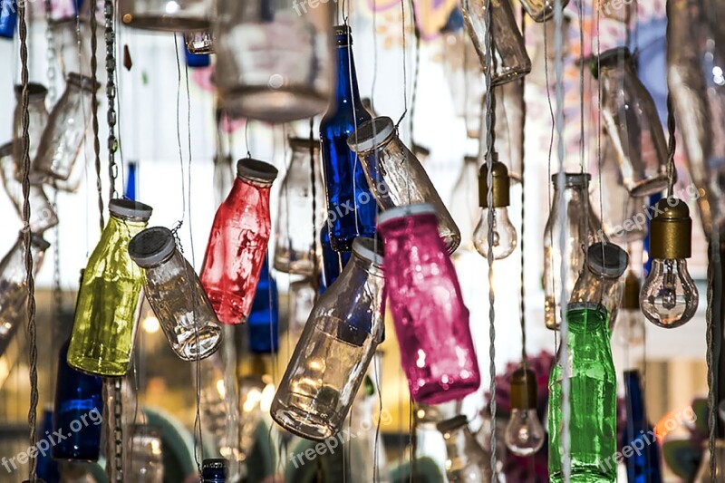 Color Bottles Glass Light Reflections Shining