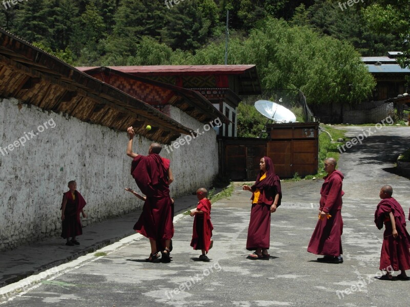 Bhutan Monks Buddhism Monastery Free Photos