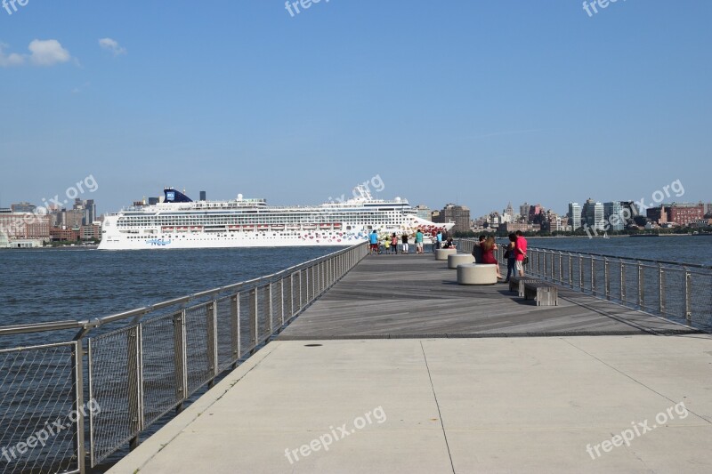 Manhattan New York Hudson River Ship Free Photos