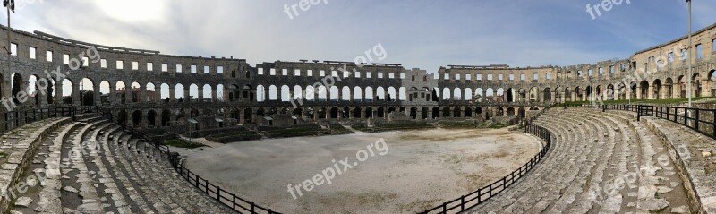 Pula Amphitheater City Panorama Places Of Interest