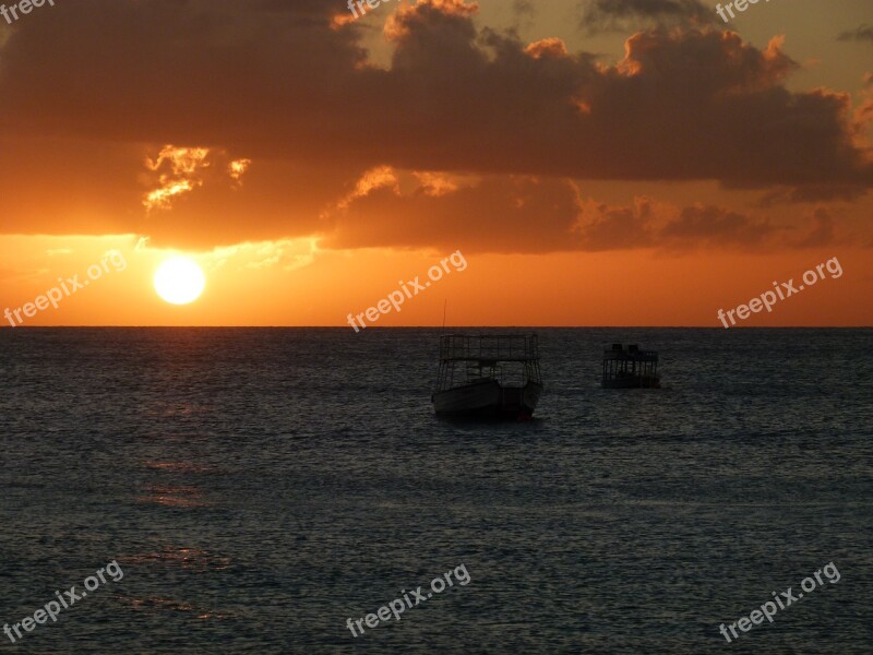 Sunset Orange Clouds Sunset At Sea Sun Sky