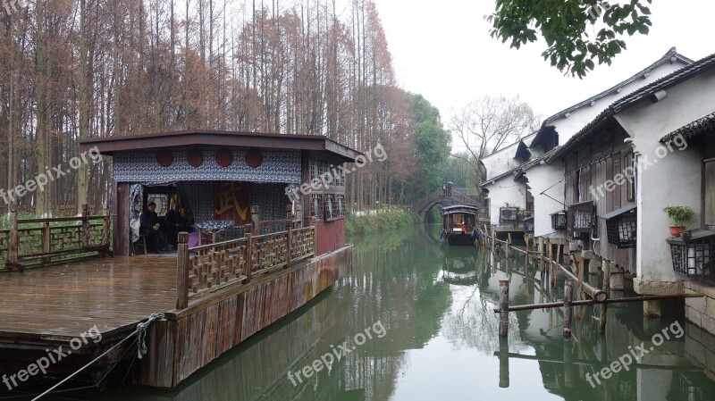 The Ancient Town Wooden Boat River Free Photos