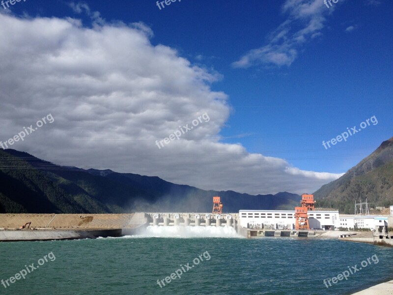 Hydropower Blue Sky Building White Cloud Free Photos