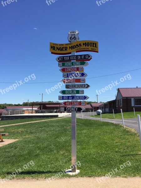 Sign Route 66 Road Travel