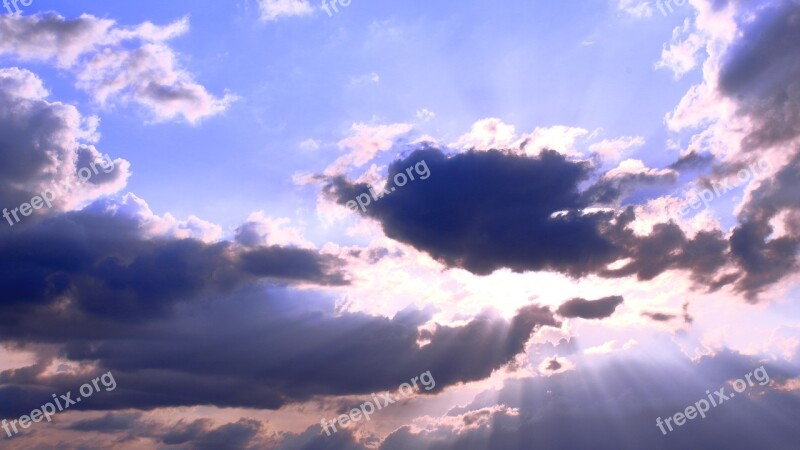 Clouds Sky Sunbeam Dark Clouds Blue